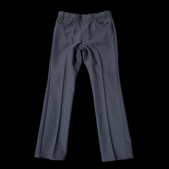 Vintage Levis Mens Polyester Pants Gray Retro Western 1960s Hemmed 36 x 32 READ - Picture 2 of 10